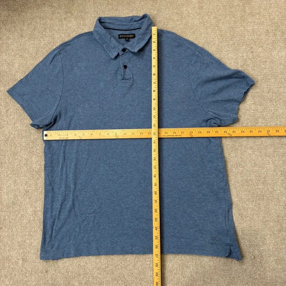 Banana Republic Mens XL Blue Heathered Cotton Short Sleeve Polo Shirt 1588968